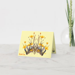 Cartão De Agradecimento Botões Amarelos Flores Silvestres Arte Antiga
