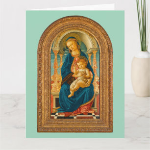 Cartão De Agradecimento Botticelli (1445-1510) Madonna & Criança Enthroned