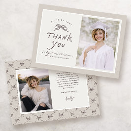 Cartão De Agradecimento Bow Modern Photo Graduation Thank You Card