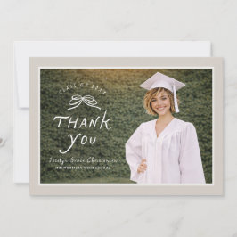 Cartão De Agradecimento Bow Text Overlay Photo Graduation Thank You Card