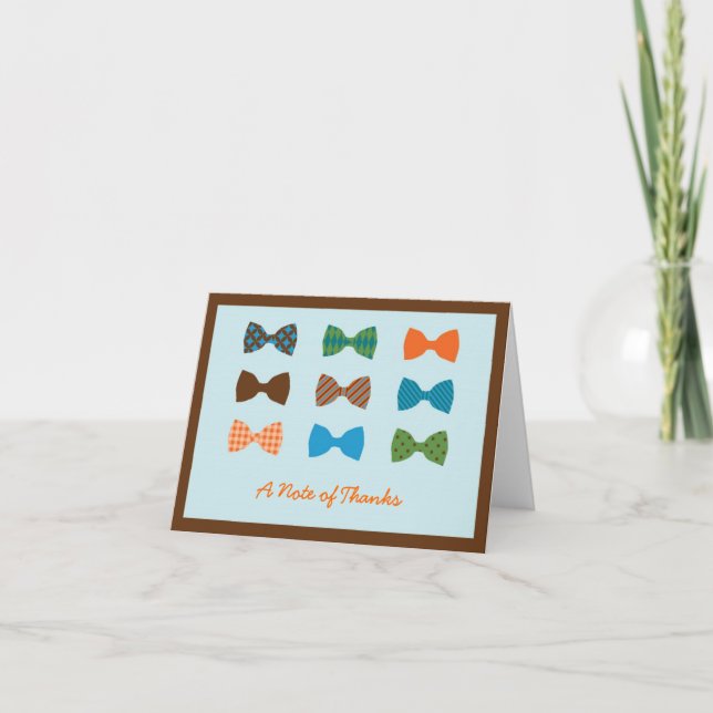 Cartão De Agradecimento Bow Tie Baby Shower Thank You Card (Frente)