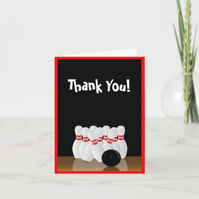 Cartão De Agradecimento Bowling Thank You Note Card (Frente)