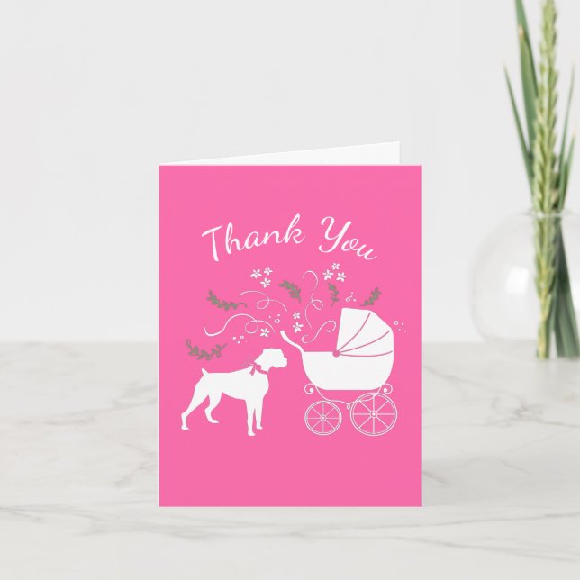 Cartão De Agradecimento Boxer Dog Chá de fraldas (Frente)