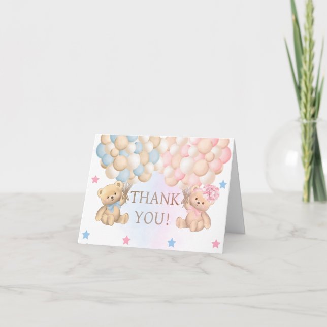 Cartão De Agradecimento Boy Girl Twins Baby Shower (Frente)