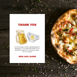 Cartão De Agradecimento Boy Huggies Chuggies Beer Diaper Baby Shower 