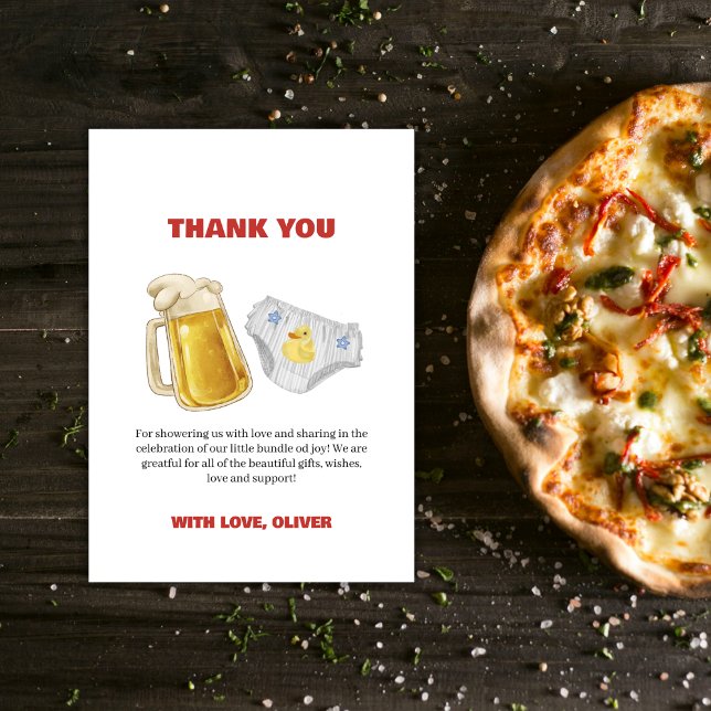 Cartão De Agradecimento Boy Huggies Chuggies Beer Diaper Baby Shower  (Boy Huggies Chuggies Beer Diaper Baby Shower Thank You Card)