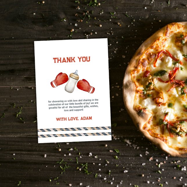 Cartão De Agradecimento Boy Modern Boxing Little Champion Baby Shower  (Boy Modern Boxing Little Champion Baby Shower Thank You Card)