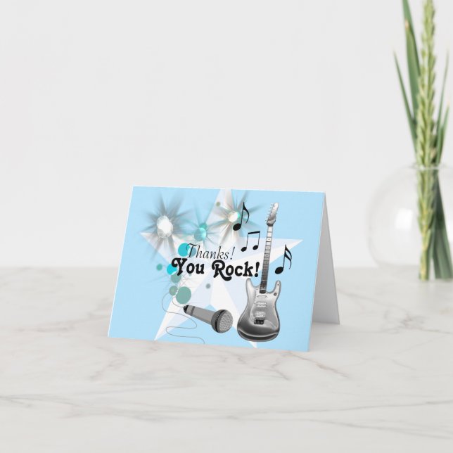 Cartão De Agradecimento Boy Rock Star Obrigado (Frente)