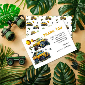 Cartão De Agradecimento Boys Gêmeos Safari, Aniversário do Monstro da Selv