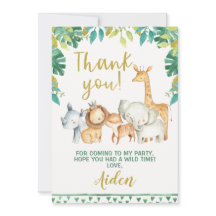 Cartão de agradecimento Boys Wild One Safari