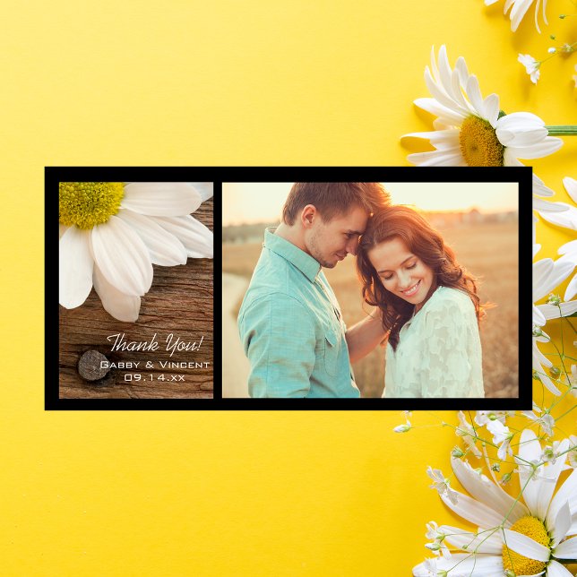 Cartão De Agradecimento Branca Daisy e Barn Wood Country Obrigado (Criador carregado)