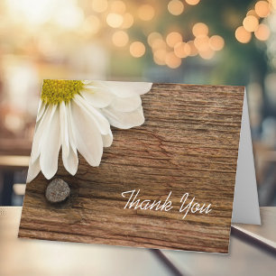 Cartão De Agradecimento Branca Daisy e Barn Wood Country Obrigado