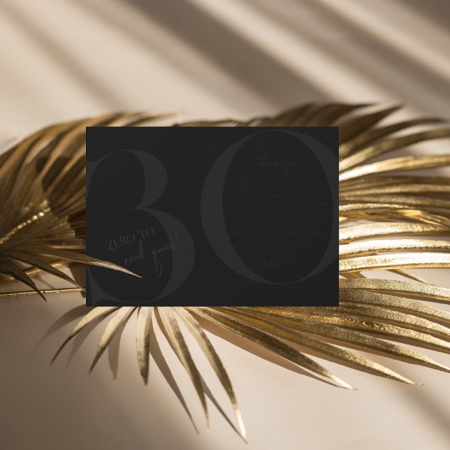 Cartão De Agradecimento Branco | aniversário de 30 anos Moderno Obrigado (Criador carregado)