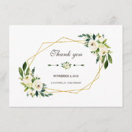 Cartão De Agradecimento Branco Elegante Floral Obrigado Casamento Quadro D