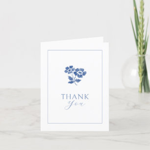 Cartão De Agradecimento Branco em Branco   Azul Floral Dobrado Obrigado Ca