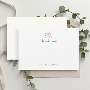 Cartão De Agradecimento Branco & Marfim Noiva Floral Lisa Casamento