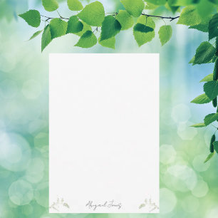 Cartão De Agradecimento Branco Personalizado Botânico de Aquarela