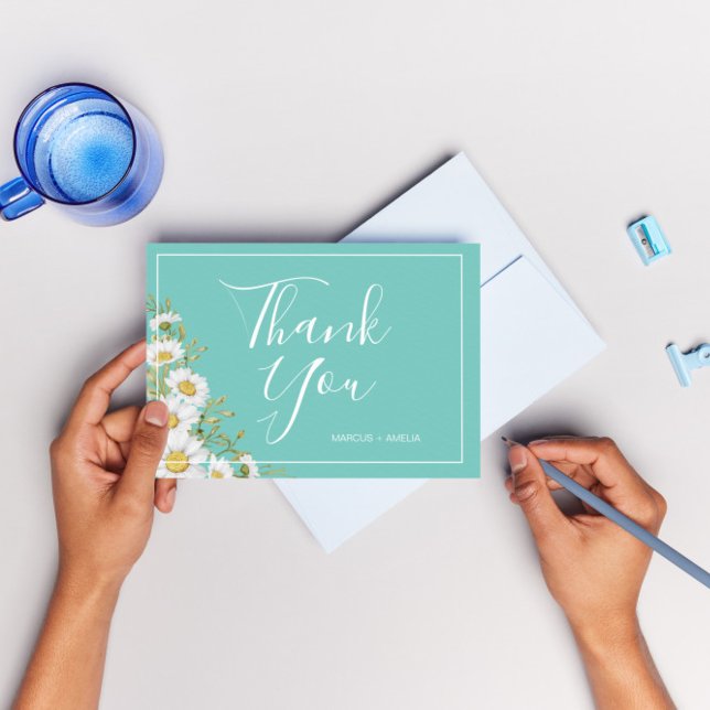 Cartão De Agradecimento Brancos claros e margaridas brancas Obrigado (Criador carregado)