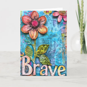 Cartão De Agradecimento *~**~ BRAVE Doodle Art Colorida Whimsical Flower