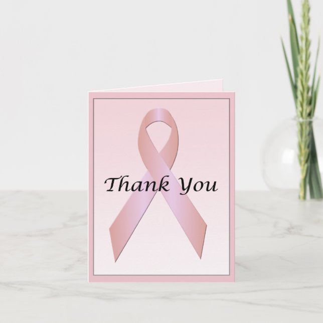 Cartão De Agradecimento Breast Cancer Pink Ribbon Thank You Card (Frente)