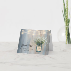 Cartão De Agradecimento Breath Mason Jar Wedding Rustic Baby's - Obrigado
