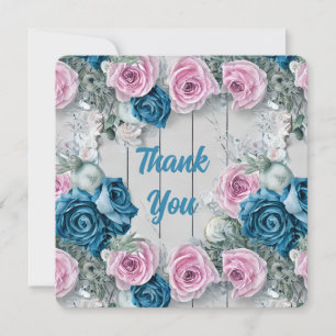 Cartão De Agradecimento Brick Shabby Nautica Branco majestoso rosa pálido