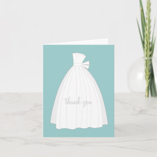 Cartão De Agradecimento Bridal Shower Thank You Cards {Teal Blue} (Frente)