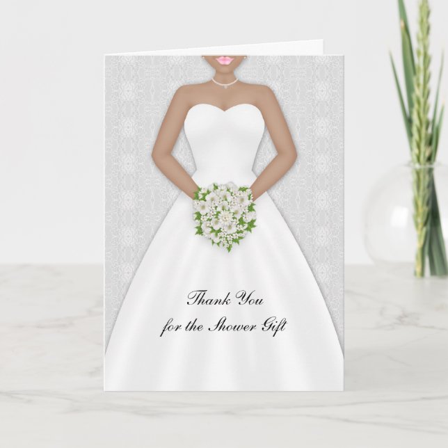 Cartão De Agradecimento Bride, African American Bridal Shower Thank You (Frente)