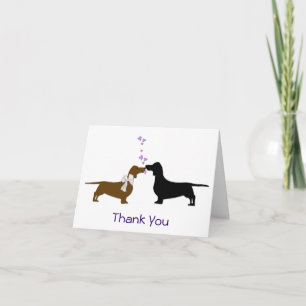 Cartão De Agradecimento Bride and Groom Dachshunds Wedding Thank You Card