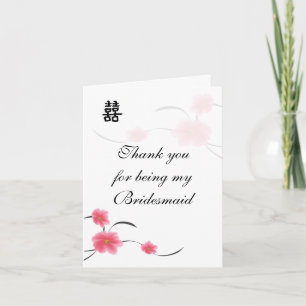 Cartão De Agradecimento Bridesmaid Cherry Blossom Dobro Ha