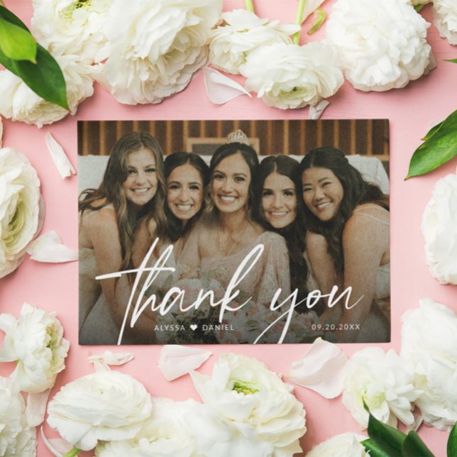 Cartão De Agradecimento Bridesmaid de Casamento Personalizado Moderno (Custom Wedding bridesmaid thank you photo card.)