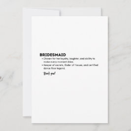 Cartão De Agradecimento Bridesmaid Definition Card – Funny & Heartfelt Bri