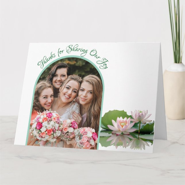 Cartão De Agradecimento Bridesmaid do Casamento da Flor de Lotus Rosa (Frente)