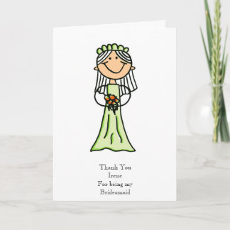Cartão De Agradecimento Bridesmaid Sketch, Thank You