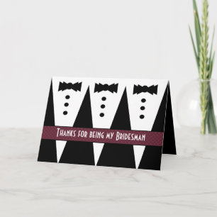 Cartão De Agradecimento Bridesman Thank You - Three Tuxedos - Customizable