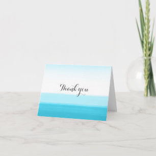 Cartão De Agradecimento Bright Blue Watercolor Modern Thank You Card