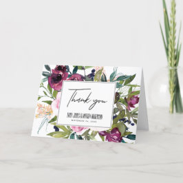 CARTÃO DE AGRADECIMENTO BRIGHT BLUSH BURGUNDY FLORAL WEDTING