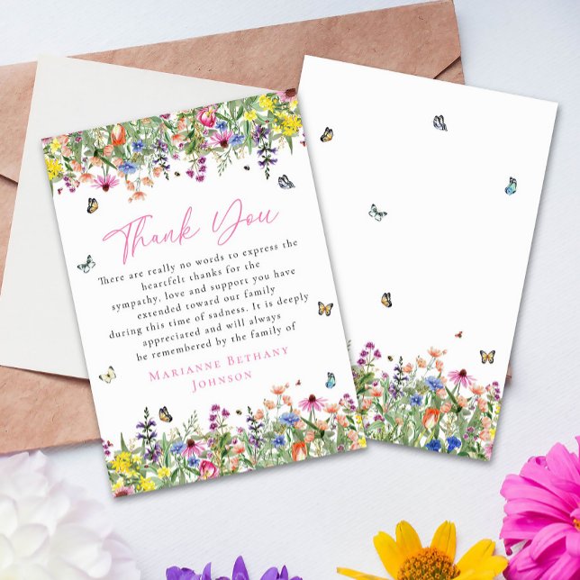 Cartão De Agradecimento Bright Floral Memorial Celebração da Vida (Criador carregado)