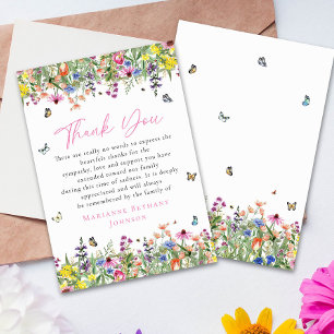 Cartão De Agradecimento Bright Floral Memorial Celebração da Vida