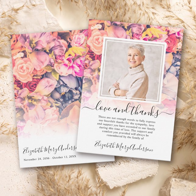 Cartão De Agradecimento Bright Floral Obrigado Foto De Valentia (Criador carregado)