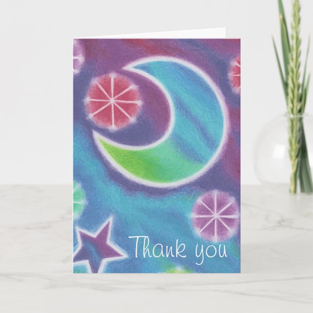 Cartão De Agradecimento Bright Night Moon "Obrigado" (Frente)