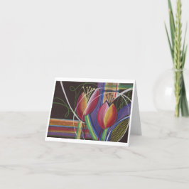 Cartão De Agradecimento Bright on Black Pastel Tulips Notecard