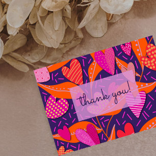 Cartão De Agradecimento Bright Pink Hearts Pattern Business