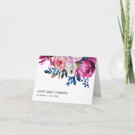 Cartão De Agradecimento Bright Pink Purple Floral Modern Wedding