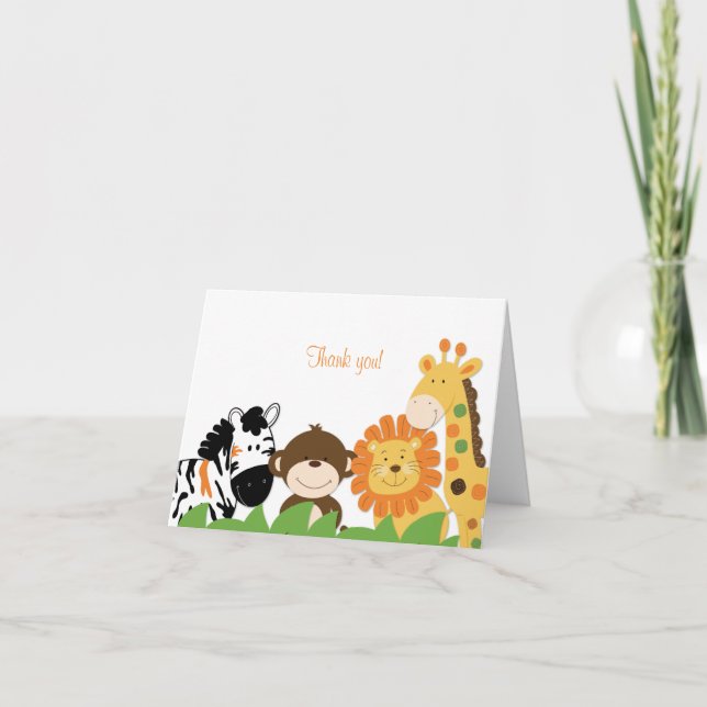 Cartão De Agradecimento Bright Safari Animais Dobrados Obrigado Nota (Frente)