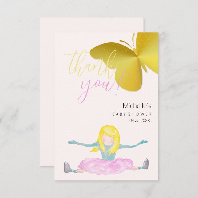 Cartão De Agradecimento Brilhando Como Uma Ilustração De Aquarela De Menin (Frente/Verso)