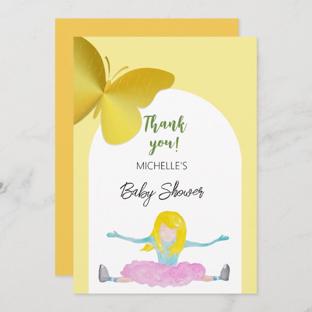 Cartão De Agradecimento Brilhando Como Uma Ilustração De Aquarela De Menin (Frente/Verso)