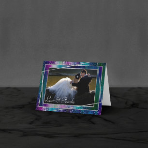 Cartão De Agradecimento Brilho Espelhado   Foto Ombre Iridescente Holográf