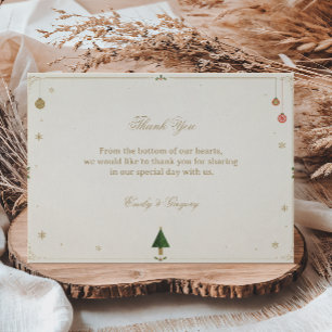 Cartão De Agradecimento Brilho Festivo de Inverno Minimalista Dourado