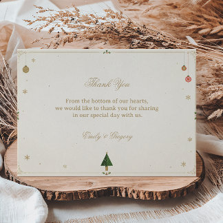 Cartão De Agradecimento Brilho Festivo de Inverno Minimalista Dourado